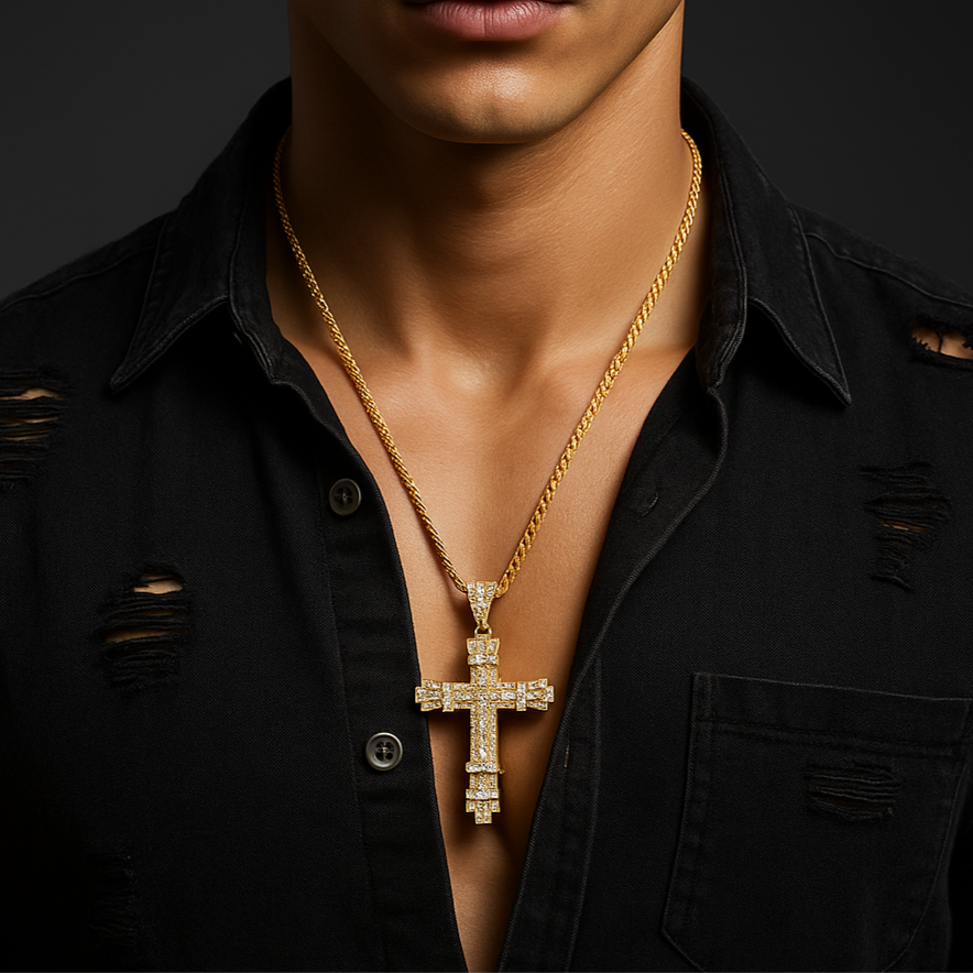 ICED Chunky Cross Pendant