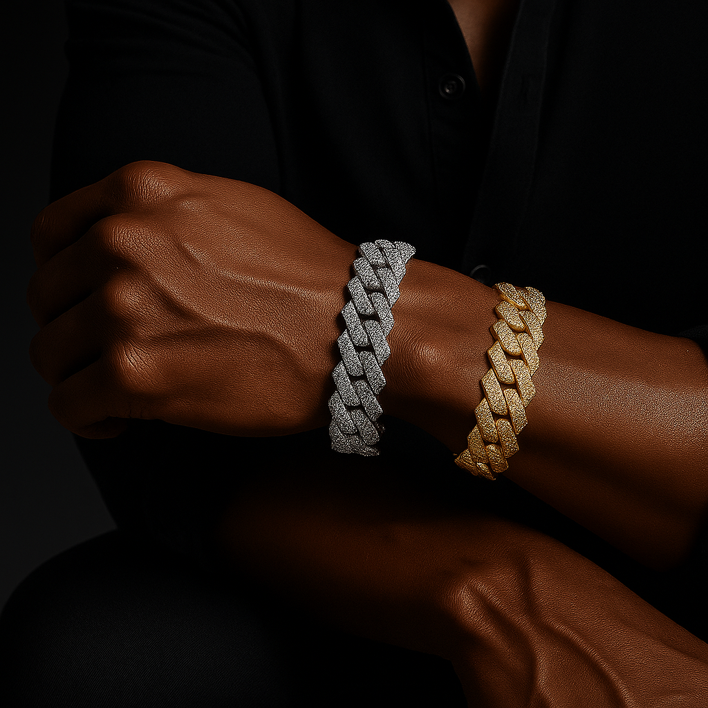 ICED Gold and White Gold Cuban Link Bracelets