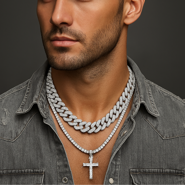 ICED Out Cross Pendant (Tennis Chain/ICED Cuban Chain Pack)