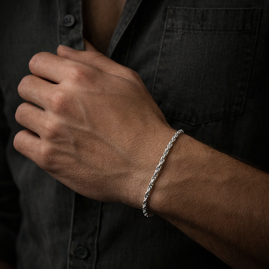 Twisted Rope Bracelet (Silver)