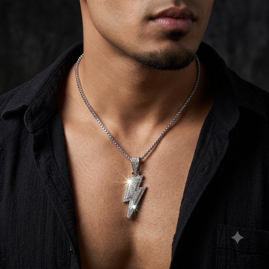 ICED Neon Thunder Pendant worn by model | OUTLWD