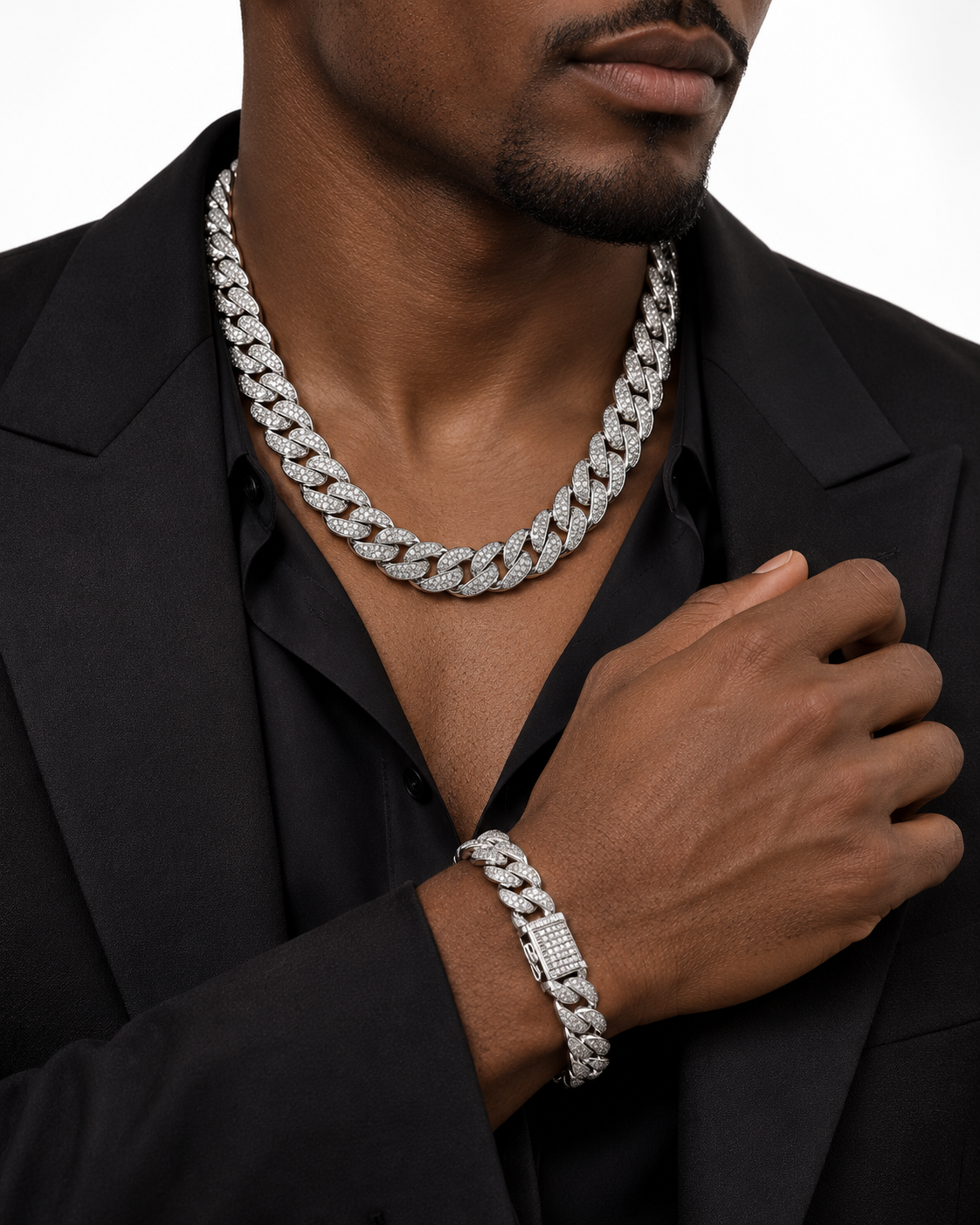 ICED Cuban Link Chain and Bracelet — studio styling