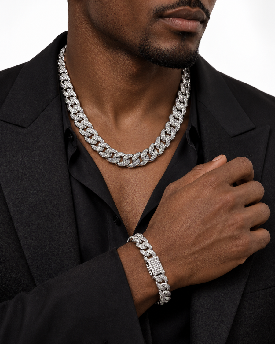 ICED Cuban Link Chain and Bracelet — studio styling