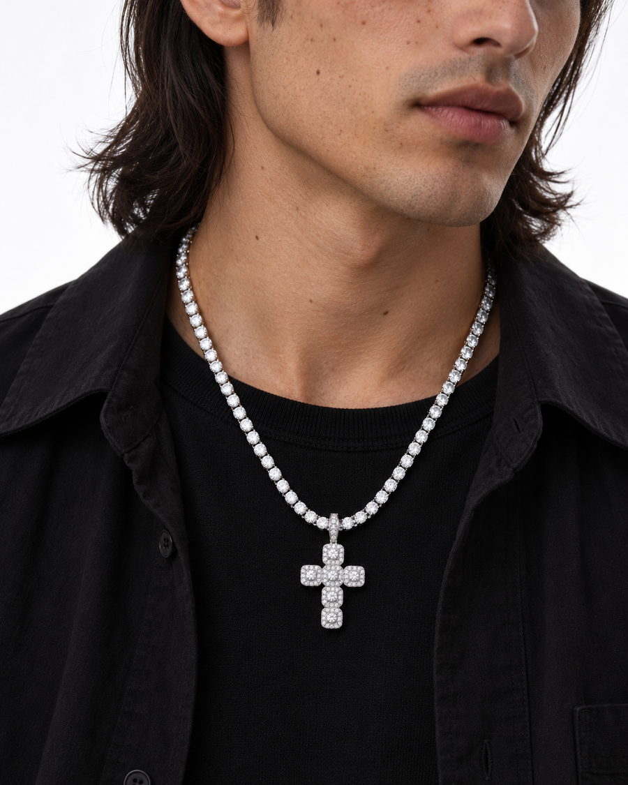 ICED Clustered Cross Pendant — studio styling
