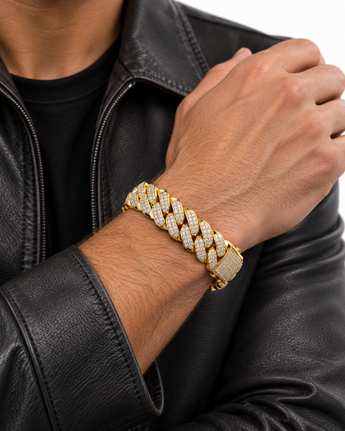 ICED Gold and White Gold Cuban Link Bracelets — studio styling