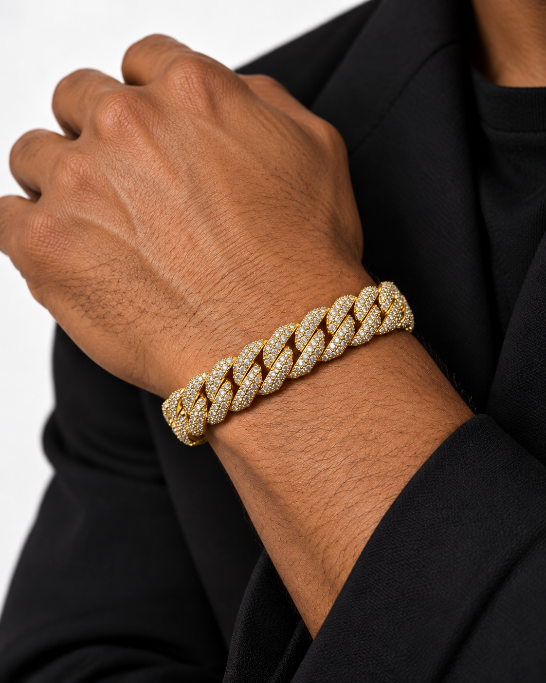 ICED Gold Cuban Link Bracelet, 14mm, 9 Inch — studio styling