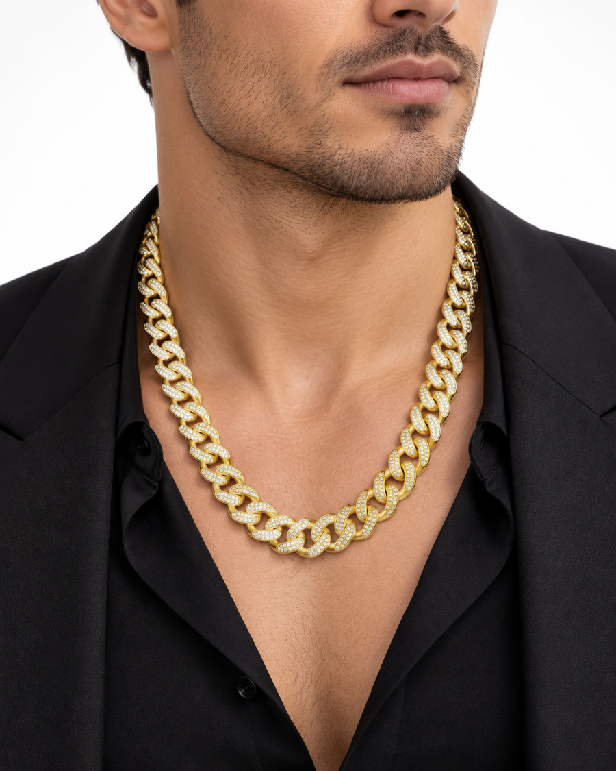 ICED Gold Cuban Link Chain — studio styling