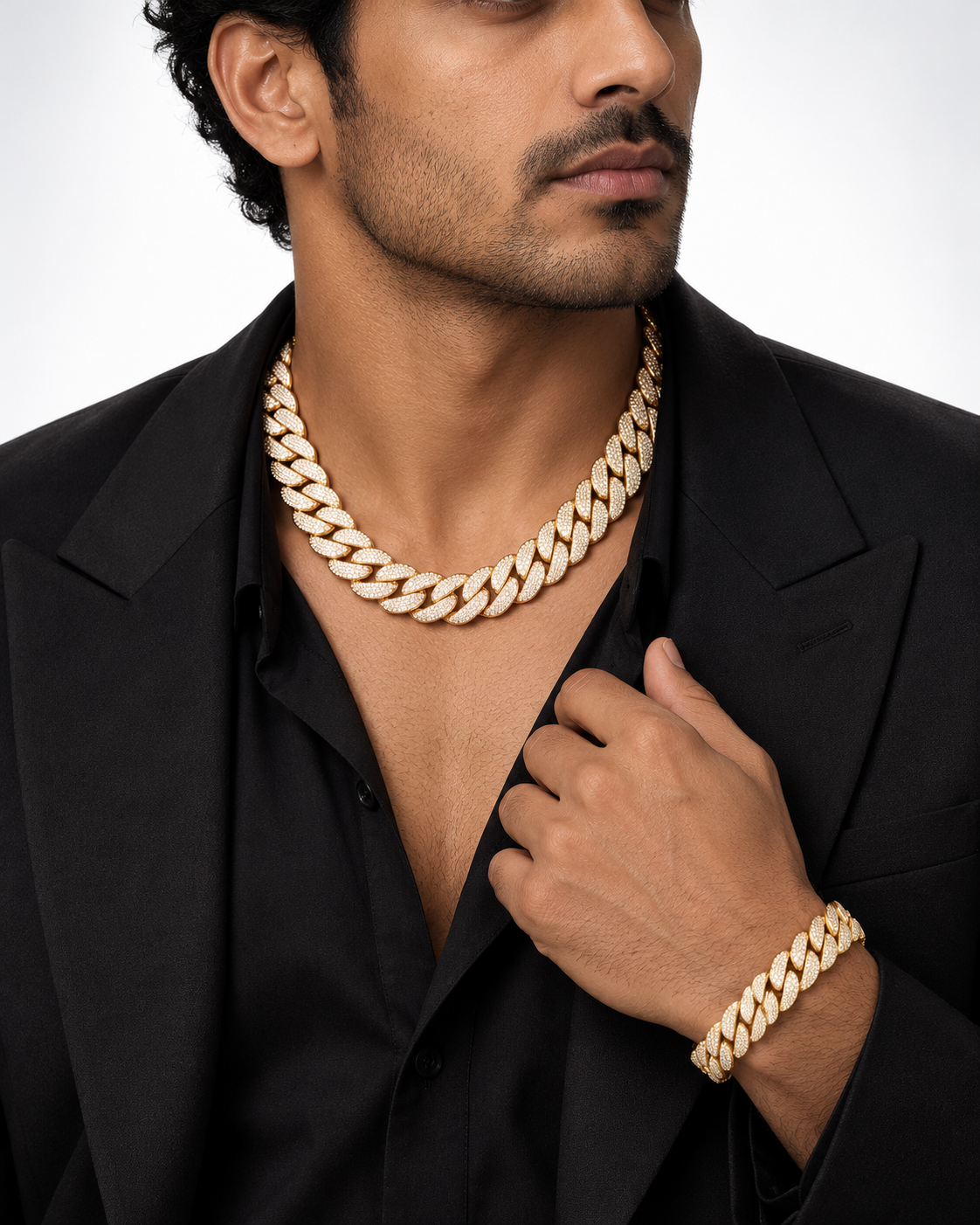 ICED Gold Cuban Chain and Bracelet (Chain 20”) (Bracelet 9”) — studio styling