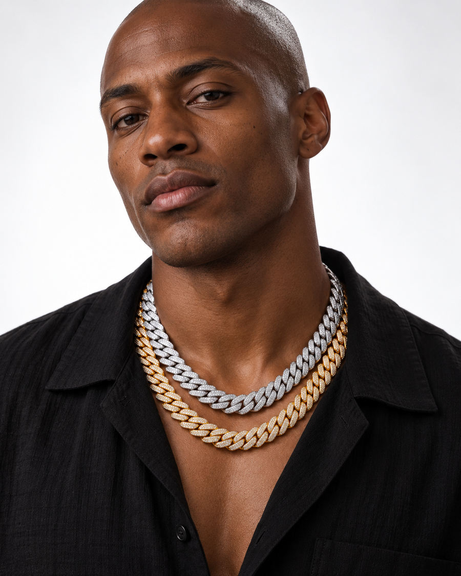 ICED Gold & White Gold Cuban Link Chains (PACK OF 2) — studio styling