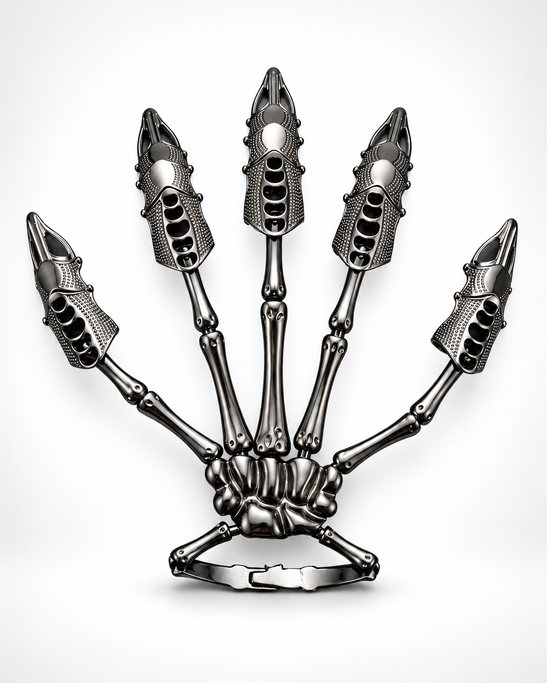 Skulled Punk Hand Gear, Skeleton Finger-Claw Hand Bracelet — studio styling