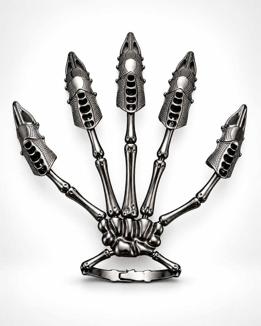 Skulled Punk Hand Gear, Skeleton Finger-Claw Hand Bracelet — studio styling