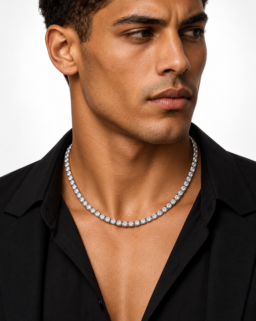 Tennis Chain, 5mm, 20 Inch, White-Gold Plated — studio styling