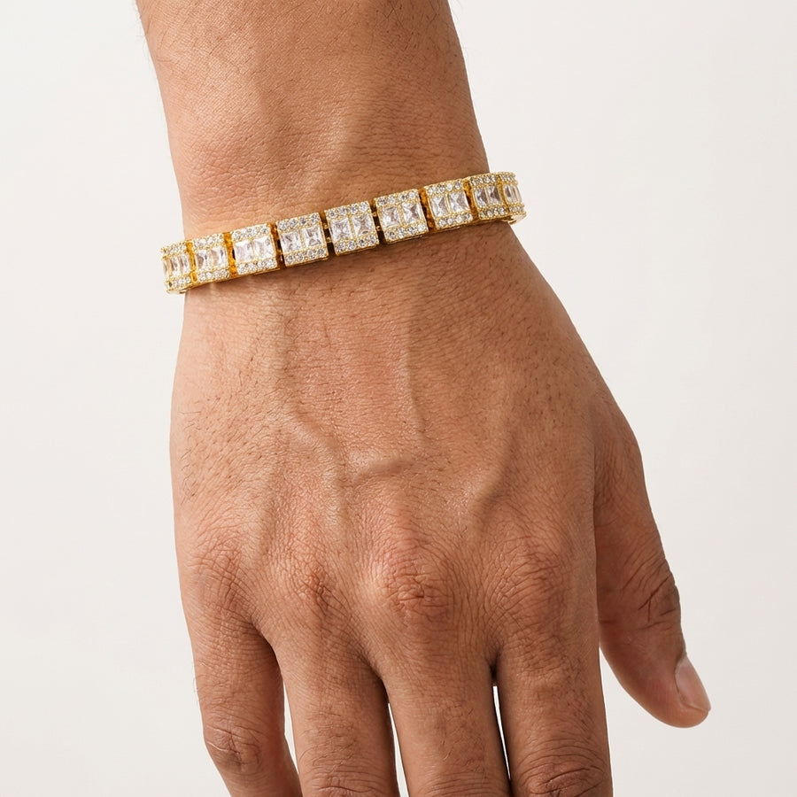 Square Baguette Tennis Bracelet (Gold)